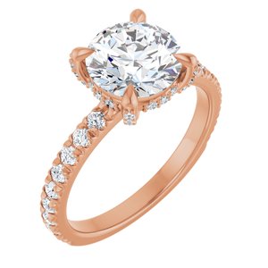 14K Rose 8 mm Round Engagement Ring Mounting