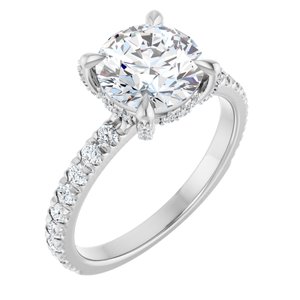 Platinum 8 mm Round Engagement Ring Mounting