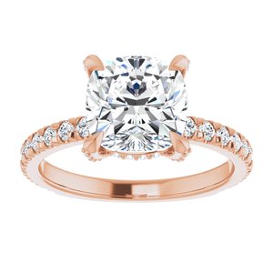 14K Rose 8 mm Cushion Engagement Ring Mounting