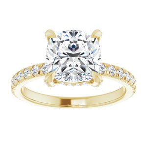 14K Yellow 8 mm Cushion Engagement Ring Mounting