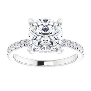 Platinum 8 mm Cushion Engagement Ring Mounting