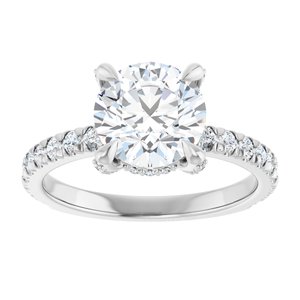 Platinum 8 mm Round Engagement Ring Mounting