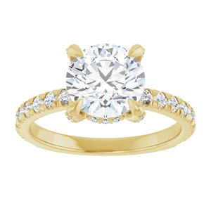 14K Yellow 8 mm Round Engagement Ring Mounting