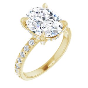 14K Yellow 11x9 mm Oval Engagement Ring Mounting