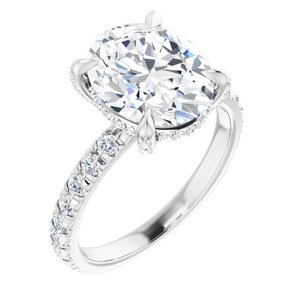 Platinum 11x9 mm Oval Engagement Ring Mounting