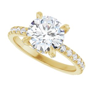 14K Yellow 8 mm Round Engagement Ring Mounting