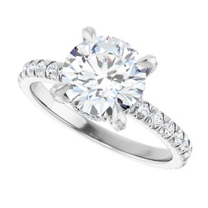 Platinum 8 mm Round Engagement Ring Mounting