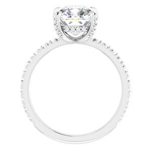 Platinum 8 mm Cushion Engagement Ring Mounting