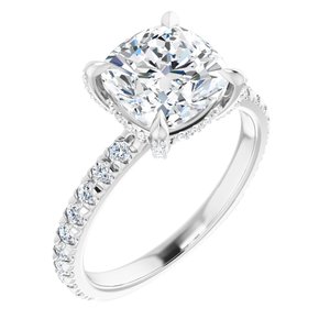 Platinum 8 mm Cushion Engagement Ring Mounting