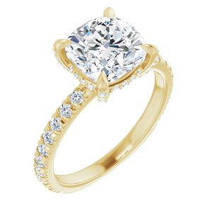 14K Yellow 8 mm Cushion Engagement Ring Mounting