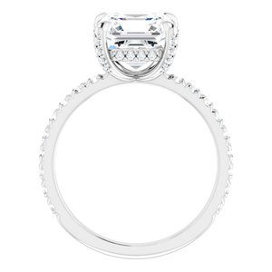 Platinum 8 mm Asscher Engagement Ring Mounting