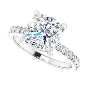 Platinum 8 mm Cushion Engagement Ring Mounting