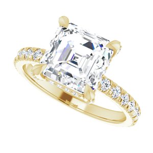 14K Yellow 8 mm Asscher Engagement Ring Mounting