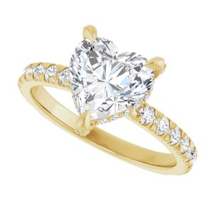 14K Yellow 8x8 mm Heart Engagement Ring Mounting