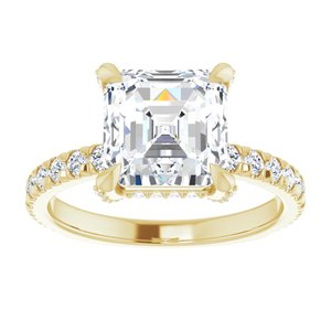 14K Yellow 8 mm Asscher Engagement Ring Mounting