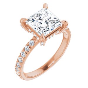 14K Rose 7.5 mm Square Engagement Ring Mounting