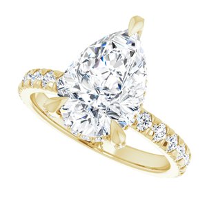 14K Yellow 12x8 mm Pear Engagement Ring Mounting