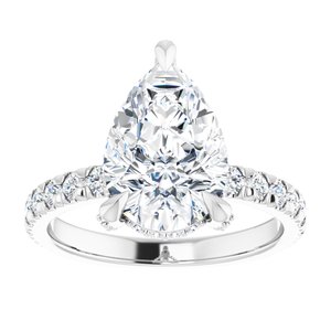 Platinum 12x8 mm Pear Engagement Ring Mounting