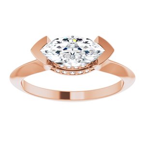 14K Rose 10x5 mm Marquise Engagement Ring Mounting