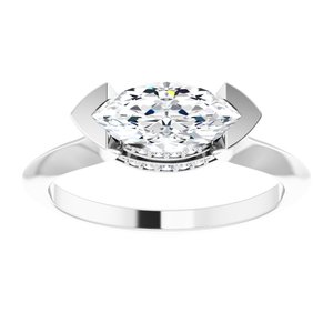 14K White 10x5 mm Marquise Engagement Ring Mounting