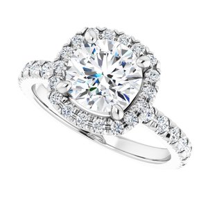 Platinum 7.4 mm Round Engagement Ring Mounting