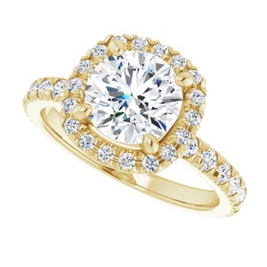 14K Yellow 7.4 mm Round Engagement Ring Mounting