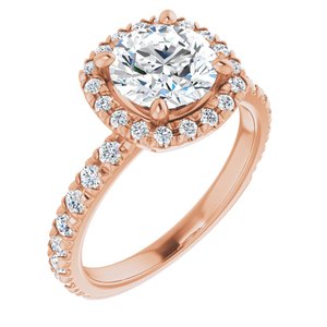 14K Rose 7.4 mm Round Engagement Ring Mounting