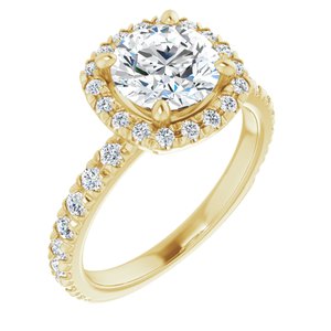 14K Yellow 7.4 mm Round Engagement Ring Mounting