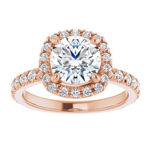 14K Rose 7.4 mm Round Engagement Ring Mounting