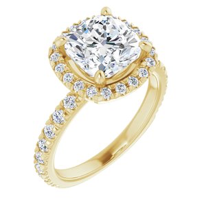 14K Yellow 8 mm Cushion Engagement Ring Mounting