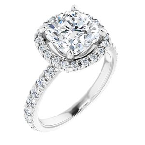 Platinum 8 mm Cushion Engagement Ring Mounting