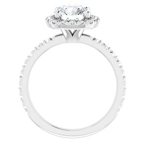 14K White 7.4 mm Round Engagement Ring Mounting