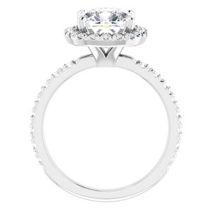 14K White 8 mm Cushion Engagement Ring Mounting