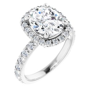 Platinum 10x8 mm Oval Engagement Ring Mounting