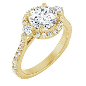 14K Yellow 7.4 mm Round Engagement Ring Mounting