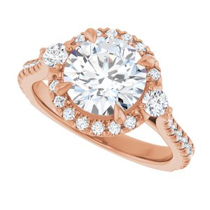 14K Rose 8 mm Round Engagement Ring Mounting