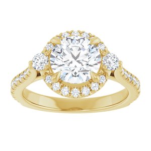 14K Yellow 7.4 mm Round Engagement Ring Mounting