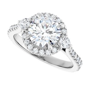 Platinum 7.4 mm Round Engagement Ring Mounting