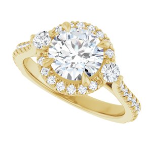 14K Yellow 7.4 mm Round Engagement Ring Mounting