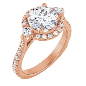 14K Rose 8 mm Round Engagement Ring Mounting