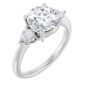 14K White  8.2 mm Round Engagement Ring Mounting