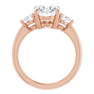 14K Rose  10x8 mm Oval Engagement Ring Mounting