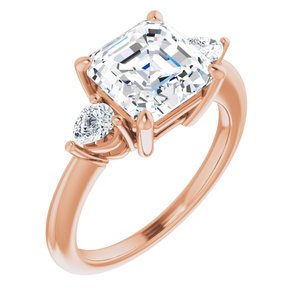 14K Rose  8 mm Asscher Engagement Ring Mounting