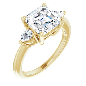 14K Yellow  8 mm Asscher Engagement Ring Mounting