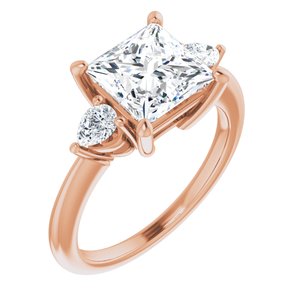 14K Rose  7.5 mm Square Engagement Ring Mounting