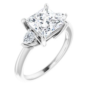 14K White  7.5 mm Square Engagement Ring Mounting