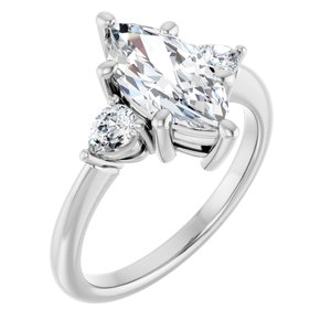 Platinum  12x6 mm Marquise Engagement Ring Mounting