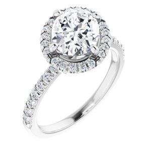 Platinum 9x7 mm Oval Engagement Ring Mounting