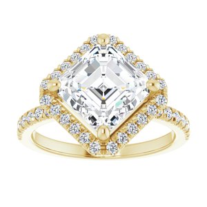 14K Yellow 8x8 mm Asscher Engagement Ring Mounting