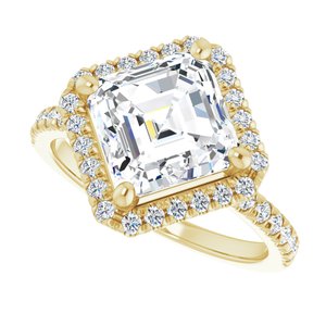 14K Yellow 8x8 mm Asscher Engagement Ring Mounting